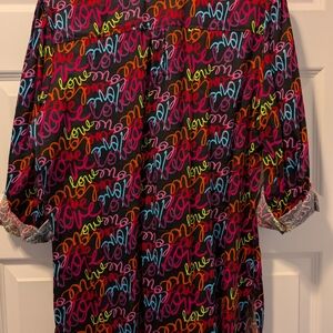 Colorful Love Print Kimono